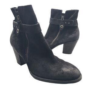 Paul Green Boots Dallas Black Suede Leather Zippered Ankle Booties Size US 9